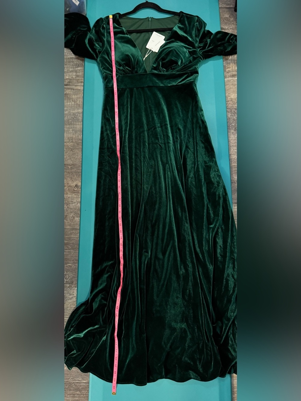 Shirees A-Line/Princess V-Neck Long Sleeve Velvet Floor-Length Evening Dress - Picture 11 of 11
